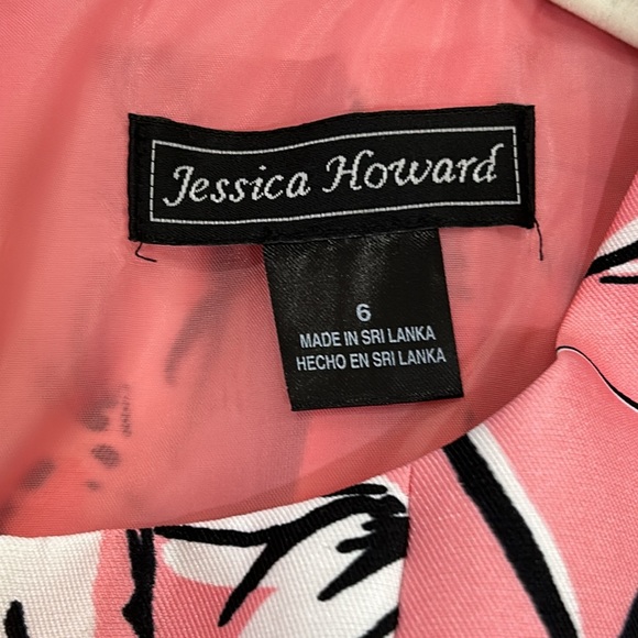 Jessica Howard Peach Abstract Floral Pleated Office All Occasion Dress sz. 6 - Picture 13 of 14